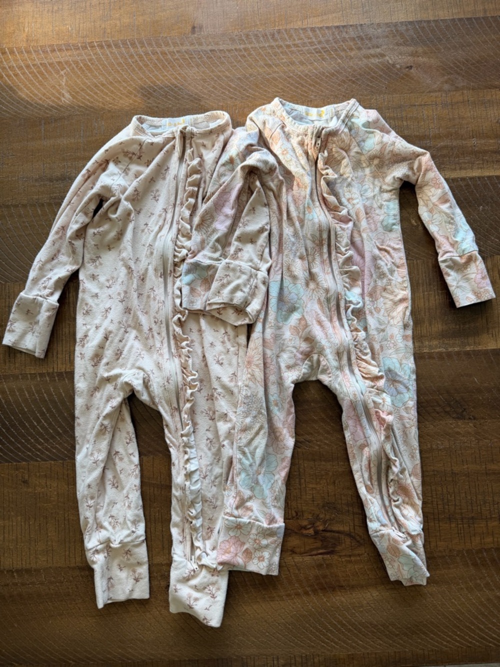 Set of 2 Little & Fern Floral Zipper Rompers Size 6-12M